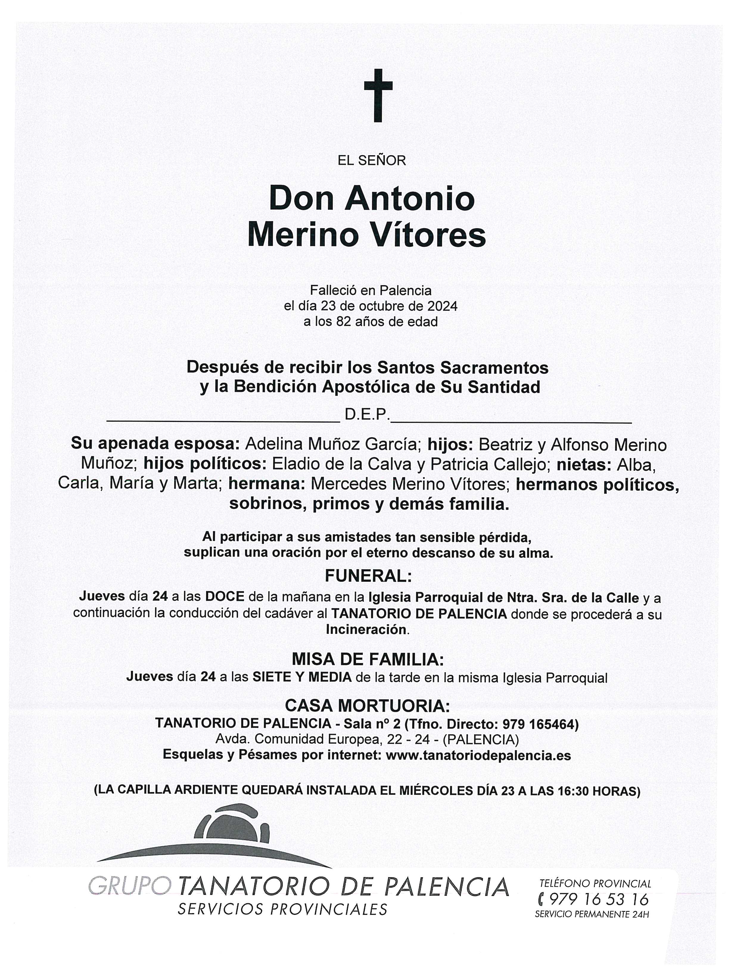 EL SEÑOR DON ANTONIO MERINO VÍTORES